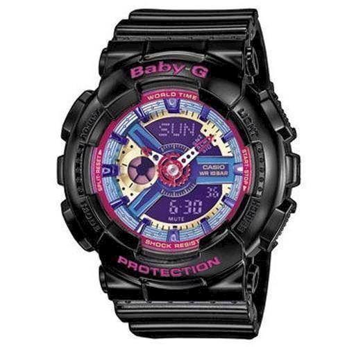 Image of Baby-G sort resin med stål quartz multifunktion (5338) Dame ur fra Casio, BA-112-1AER